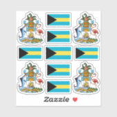 Bahamaanse staatssymbolen / wapenschild en vlag sticker (Vel)