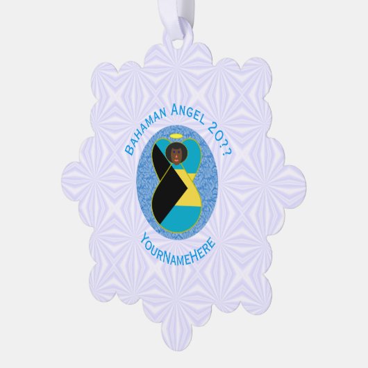 Bahamaanse vlag Black Angel gepersonaliseerd Ornament Kaart (Links)