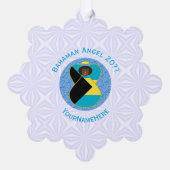 Bahamaanse vlag Black Angel gepersonaliseerd Ornament Kaart (Achterkant)