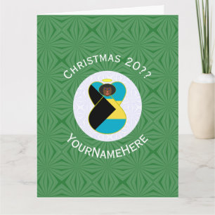 Bahamaanse vlag Black Angel Kerstmis gepersonalise Kaart