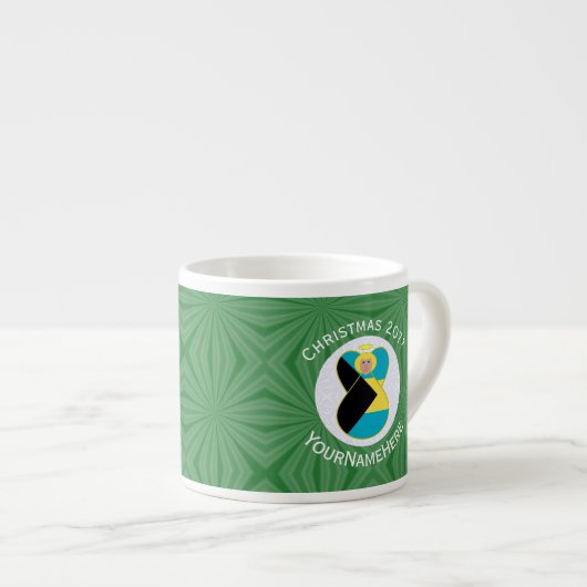Bahamaanse vlag Blond Engel Kerst Gepersonaliseerd Espresso Kop (Voorkant rechts)