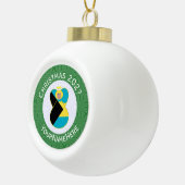 Bahamaanse vlag Blond Engel Kerst Gepersonaliseerd Keramische Bal Ornament (Rechts)