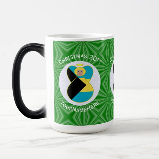 Bahamaanse vlag Blond Engel Kerst Gepersonaliseerd Magische Mok (Links)