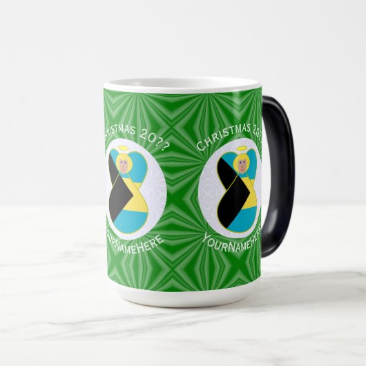 Bahamaanse vlag Blond Engel Kerst Gepersonaliseerd Magische Mok (Voorkant rechts)