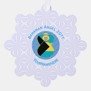 Bahamaanse Vlag Blonde Engel Gepersonaliseerde Tek Ornament Kaart