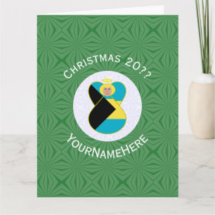 Bahamaanse Vlag Blonde Engel Kerst Mis Persoonlijk Kaart