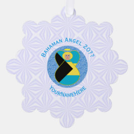 Bahamaanse vlag Blondine Engel Gepersonaliseerd Ornament Kaart