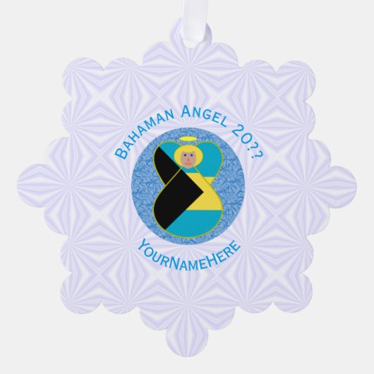 Bahamaanse vlag Blondine Engel Gepersonaliseerd Ornament Kaart (Voorkant)