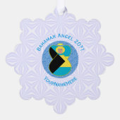 Bahamaanse vlag Blondine Engel Gepersonaliseerd Ornament Kaart (Achterkant)