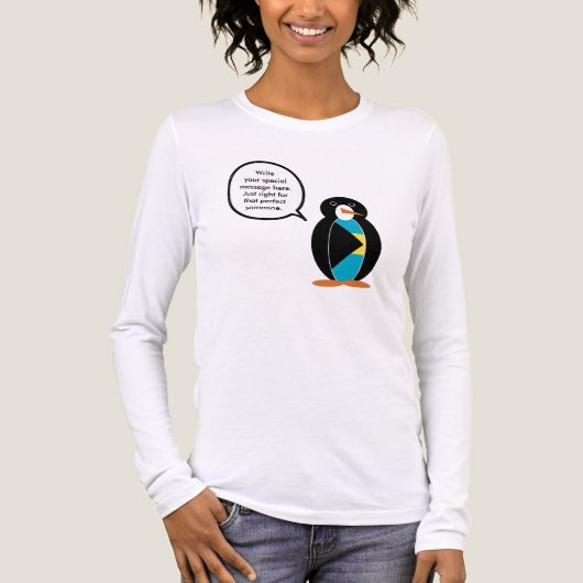 Bahamaanse vlag die mevrouw Penguin persoonlijk sp Tri-Blend Shirt (Voorkant volledig)