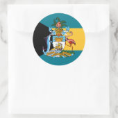 Bahamaanse vlag en wapenschild, vlag van de Bahama Ronde Sticker (Tas)