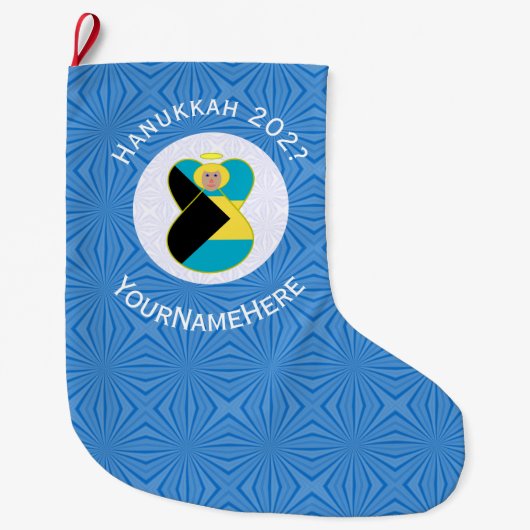 Bahamaanse vlag engel Chanoeka Blonde Grote Kerstsok (Voorkant)