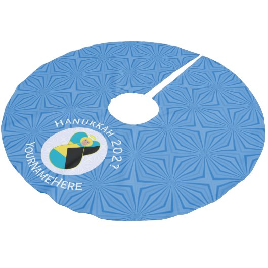 Bahamaanse vlag engel Chanoeka Blonde Kerstboom Rok (Gekanteld)