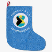 Bahamaanse Vlag Engel Hanukkah Blond Grote Kerstsok (Voorkant)