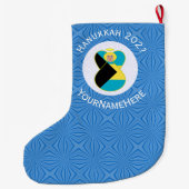 Bahamaanse Vlag Engel Hanukkah Blond Grote Kerstsok (Achterkant)