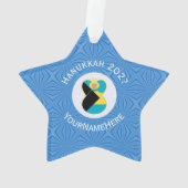 Bahamaanse Vlag Engel Hanukkah Blond Ornament (achterkant)
