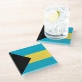 Bahamaanse vlag glazen onderzetter (Schuin)