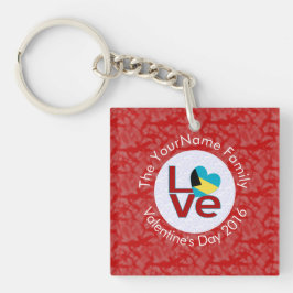 Bahamaanse Vlag Hart LIEFDE Rood Gepersonaliseerde Sleutelhanger