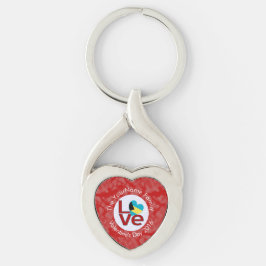 Bahamaanse Vlag Hart LIEFDE Rood Gepersonaliseerde Sleutelhanger