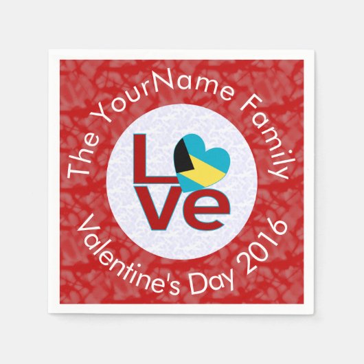 Bahamaanse Vlag Hart Rood LIEFDE Servet (Voorkant)