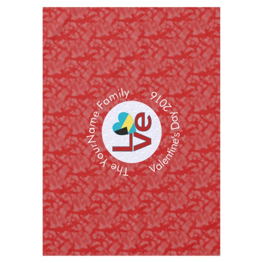 Bahamaanse Vlag Hart Rood LIEFDE Tafelkleed (Voorkant)