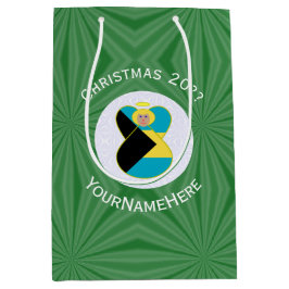 Bahamaanse vlag kerst blond engel gepersonaliseerd medium cadeauzakje