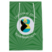 Bahamaanse vlag kerst blond engel gepersonaliseerd medium cadeauzakje (Achterkant)
