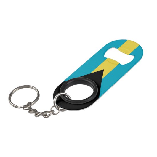 Bahamaanse vlag mini flessenopener (Voorkant Gekanteld)