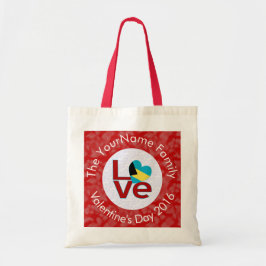 Bahamaanse Vlag Rode Letters LOVE Wit op Rood Tote Bag