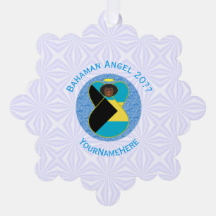 Bahamaanse Vlag Zwarte Engel Persoonlijk Ornament Kaart