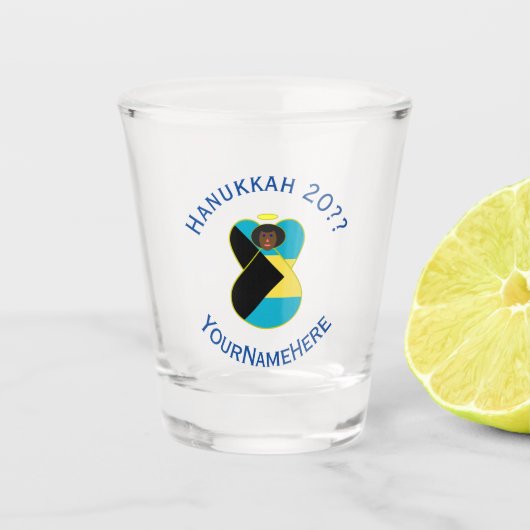 Bahaman Flag Donkere Engel Chanoeka gepersonalisee Shot Glas (Voorkant)