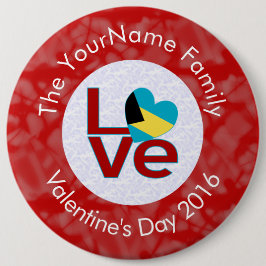 Bahamanese Vlag Rode Letters LOVE Wit op Rood Ronde Button 6,0 Cm