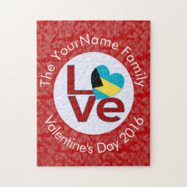 Bahamanian Vlag Rode Letters LOVE Wit op Rood Legpuzzel