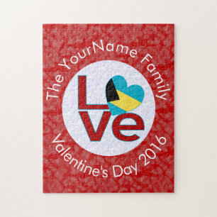 Bahamanian Vlag Rode Letters LOVE Wit op Rood Legpuzzel
