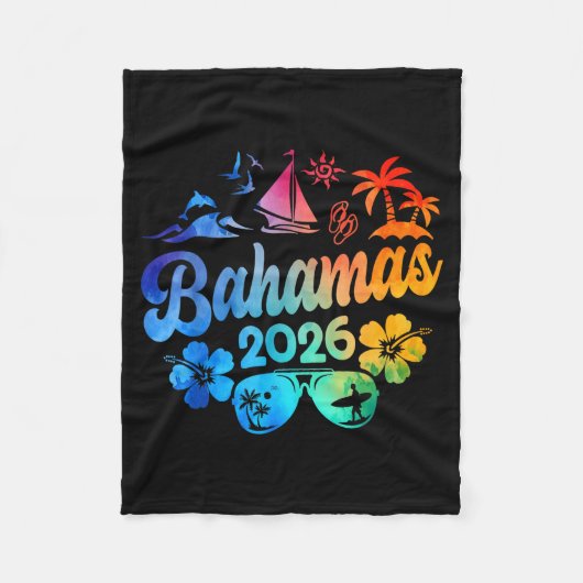 Bahamas 2026 Vacation Beach Tie Dye Trips Summer V Fleece Deken (Voorkant)
