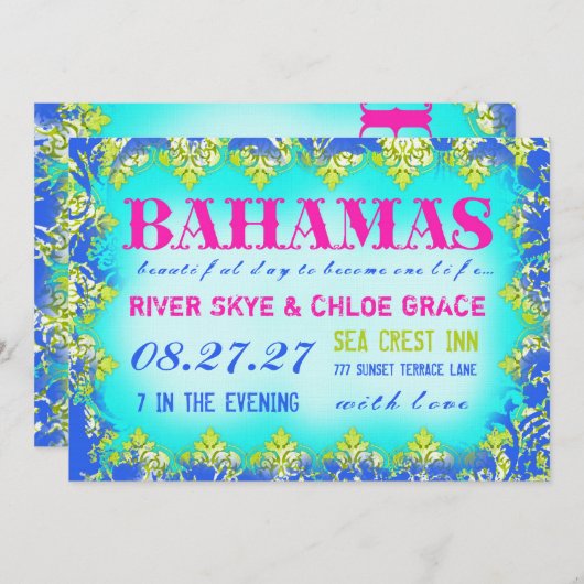 BAHAMAS 2 Destination Invite Kaart (Voorkant / Achterkant)