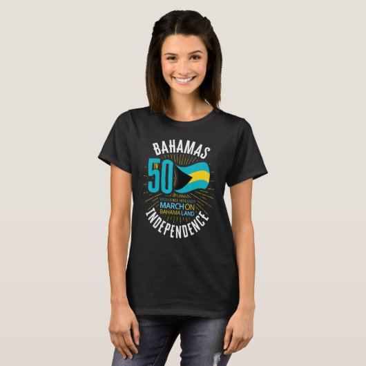Bahama's 50e onafhankelijkheid Bahamaanse vlag Nas T-shirt (Voorkant volledig)