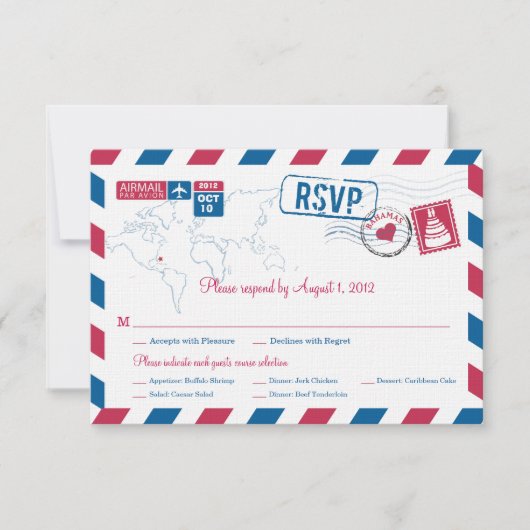 Bahama's Air Mail Wedding RSVP (Voorkant)