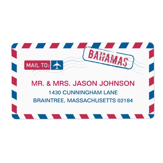 Bahamas Airmail Address Mailing Etiket (Voorkant)