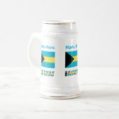Bahamas Bahamaanse vlag Blauw Personalisatie Bierpul (Voorkant links)