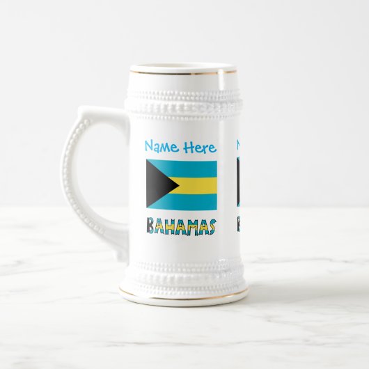 Bahamas Bahamaanse vlag Blauw Personalisatie Bierpul (Links)