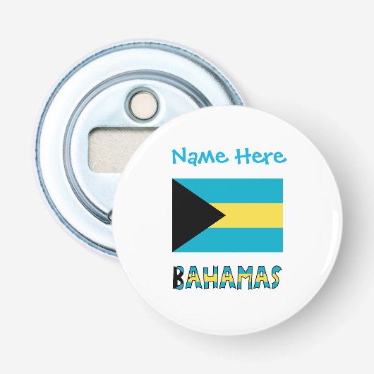Bahamas Bahamaanse vlag Blauw Personalisatie Button Flesopener (Voorkant)