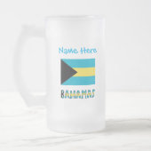 Bahamas Bahamaanse vlag Blauwe Personalisatie Matglas Bierpul (Links)