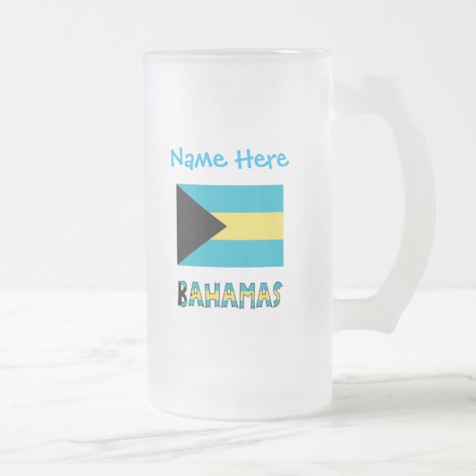 Bahamas Bahamaanse vlag Blauwe Personalisatie Matglas Bierpul (Rechts)
