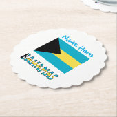 Bahamas Bahamaanse vlag Blauwe Personalisatie Part Kartonnen Onderzetters (Gekanteld)