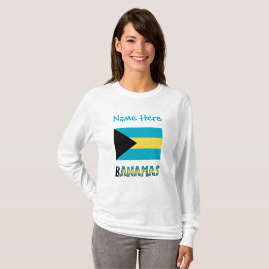 Bahamas Bahamaanse vlag Blauwe Personalisatie T-shirt (Voorkant volledig)
