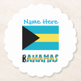 Bahamas Bahamiaanse Vlag Blauw Personalisatie Fees Kartonnen Onderzetters