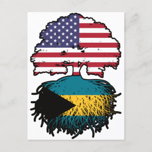 Bahamas Bahamian American USA Tree Roots Flag Briefkaart