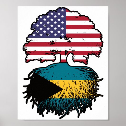 Bahamas Bahamian American USA Tree Roots Flag Poster (Voorkant)