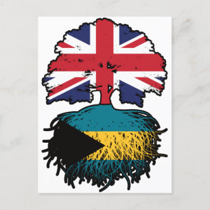 Bahamas Bahamian British Tree Roots Flag Briefkaart